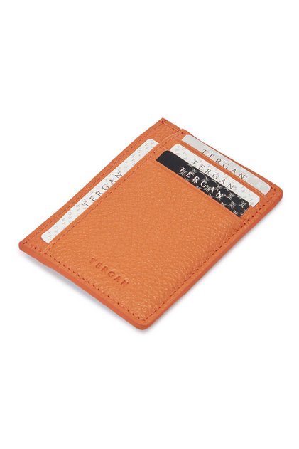 Orange Genuine Leather Unisex Credit Card Holder - S1Kk00001676-J35