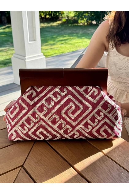 Bahram - Wooden Scholarship Fabric Portfolio Bag, Clutch, Handbag