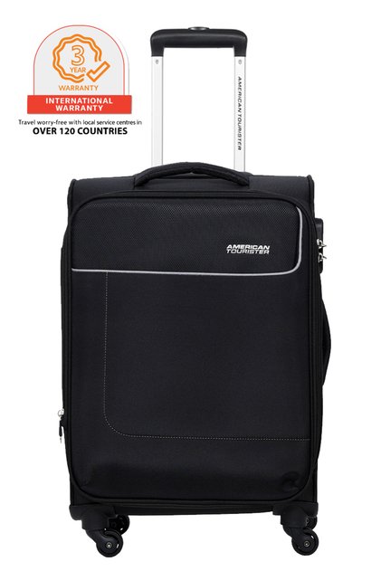 Jamaica Suitcase 58 cm Spinner Polyester Black TSA Expandable Corner Guard