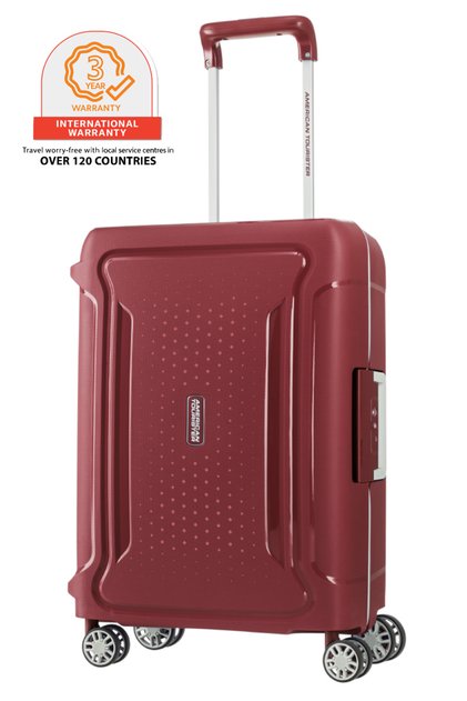 Tribus Suitcase 55 cm or 20 inch Spinner Polypropylene Red 3 Point Locking