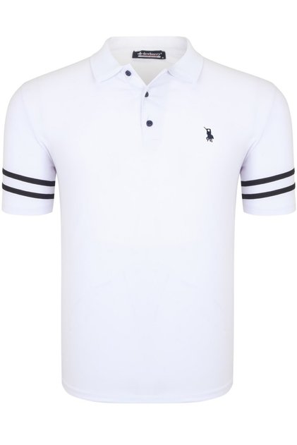 Erkek Kol Şerit Detaylı T-Shirt Pamuklu Basic Günlük Şık Rahat Model