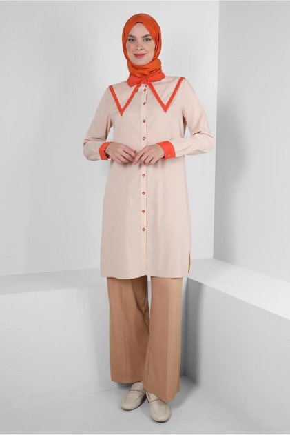 COLLAR DETAILED SHIRT TUNIC 43817