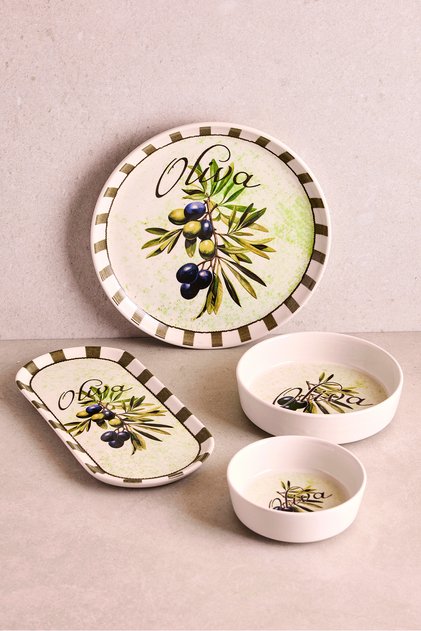 Olives 14 Parça 6 Kişilik Stackable Kahvaltı Takımı Sosluklu Kahvaltılık Sunum Seti Tabağı