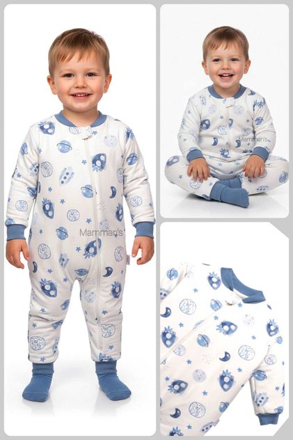 2 Tog, Thick Winter Rocket Pattern, Baby Kids Sleeping Bag, Organic Cotton Surface for Girls and Boys