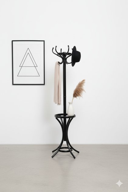 Ayaklı Metal Portmanto Askılık Siyah 180 Cm