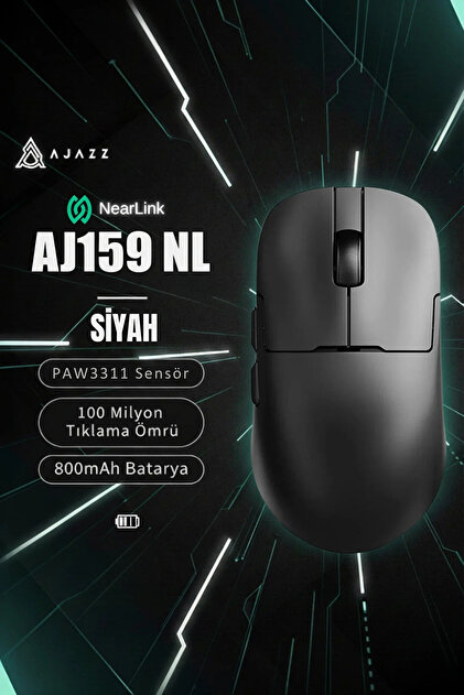 Ajazz Aj159 NL Near-link 3 Modlu 1000hz 12.000 Dpı 800 mAh Batarya