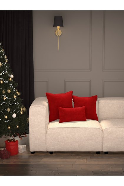 Yılbaşı Konseptli Soft Series Saltanat Kırmızısı Kırlent, Yastık Kılıfı