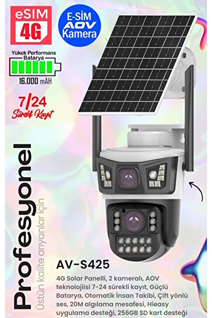 Avenir 4G Sim Kartlı Solar Kamera 6MP PTZ AV-S425 - Fiyatı, Yorumları