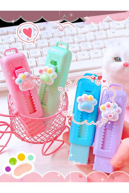 Sevimli Patili Sürgülü Mekanizmalı Silgi - Yumuşak & İz Bırakmaz – Tekli Pastel Renk