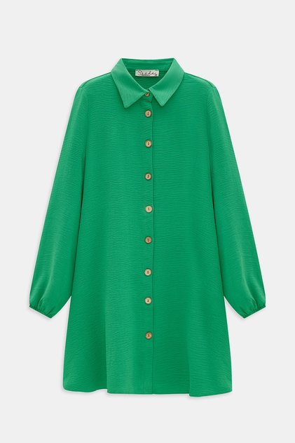 Green Wooden Buttoned Tunic