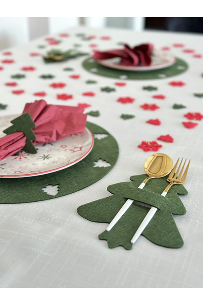 New Year's Themed Charger Set, New Year's Dinner Set for 6 Persons Green