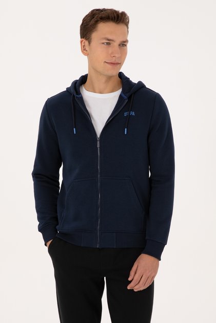 Men's Regular Fit Navy Blue Ribbed Knitted Cardigan 50313755-Vr033