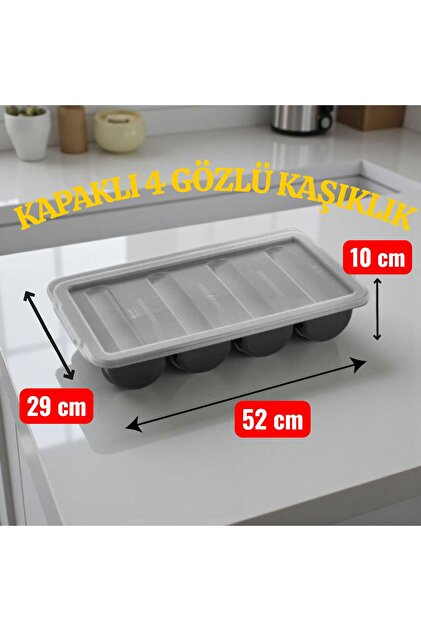 GastroPlast 4 Bölmeli Kapaklı Kaşıklık, (DİKKAT: BU ÜRÜN EV TİPİ