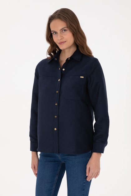 Women's Navy Blue Long Sleeve Shirt 50317242-Vr033