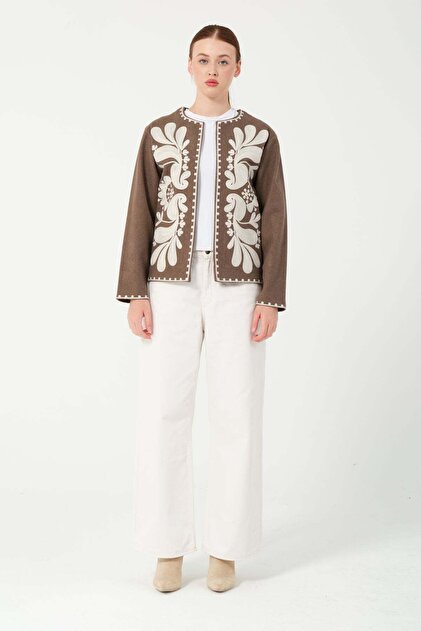 Hatunatila Embroidered Cashmere Jacket 7862 Brown