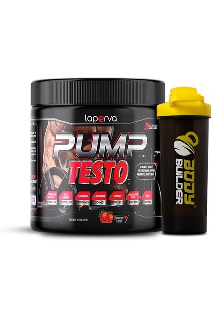 Pump Testo - Pre-Workout Energy & Performance, Strawberry, 300 g + SHAKER