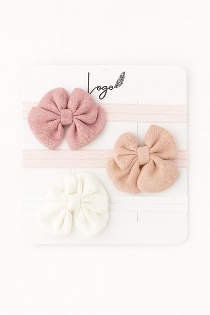 Baby Girl Bandana Cotton Muslin Bow Set of 3 0-24 Months