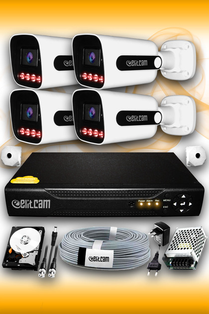 4 Kameralı Süper 4 Dış Kamera Set 500 GB 5 MP 2K Net Gece Görüşlü Güvenlik Kamerası Sistemi