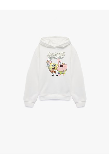 Spongebob Printed Long Sleeve Licensed Fleece-Lined Hooded Sweatshirt