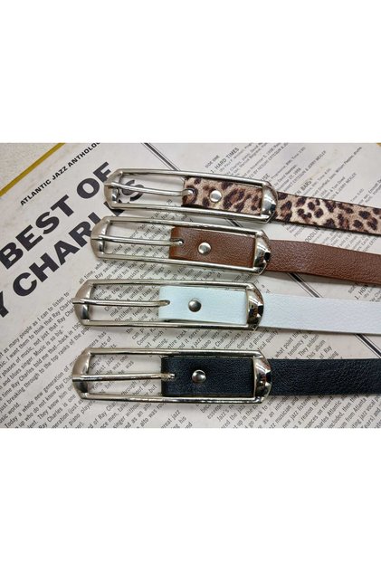 Rectangular 1.5cm Silver Buckle Set of 4 Women's Trouser Belts, Dress Belts, Coat Belts