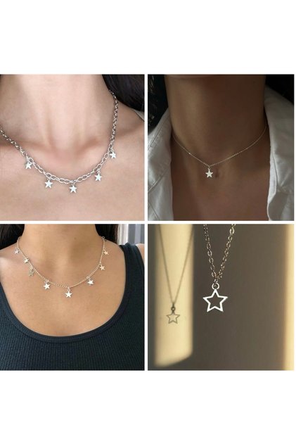 4 Adet Set Yıldız Kolye
