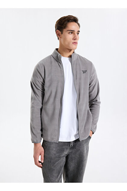 Reebok CN 10901 BAST SOFTSHELL Gri Regular Fit Düz Erkek Zip Ceket
