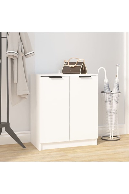 Shoe Cabinet White 59x35x70 cm Engineered Wood