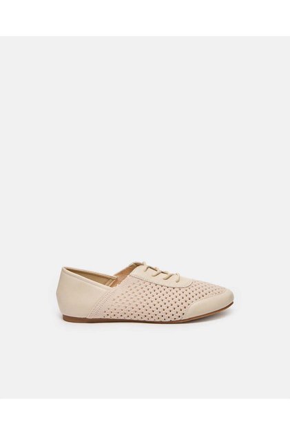 Senior Girls Beige Lace-Up Shoes
