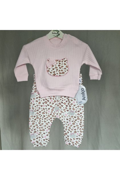 Compleu fetite roz cu animal print