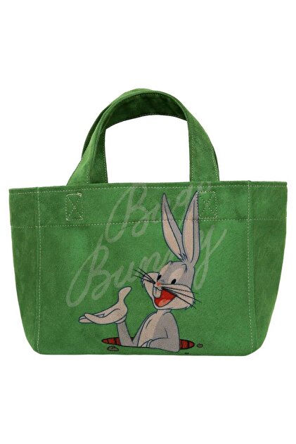 Dogo Kadın Vegan Yeşil Medium Tote Bag - Warner Bros Bugs Bunny