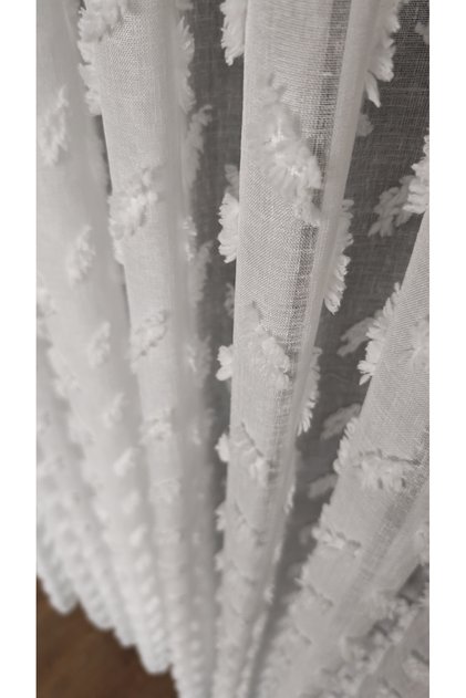 Ecru Linen Tulle Curtain with Beard 1/3 Tight Pleats No Wrinkle Ironing Not Asking for Pleated Skirt Suitable for Any Room