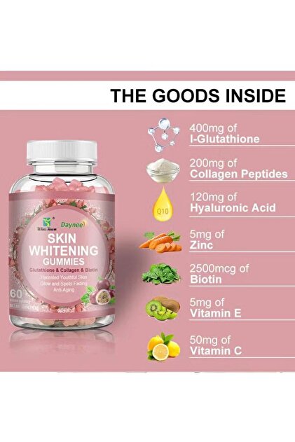 Daynee Advanced Collagen Supplement, Glutathione Skin Whitening Gummies,  Collagen Gummies, 60 Veggie- Trendyol