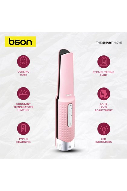 Lock Hair Styler 2-in-1 Wireless Straightener & Curler, 4 Heat Settings, Type-C Charging