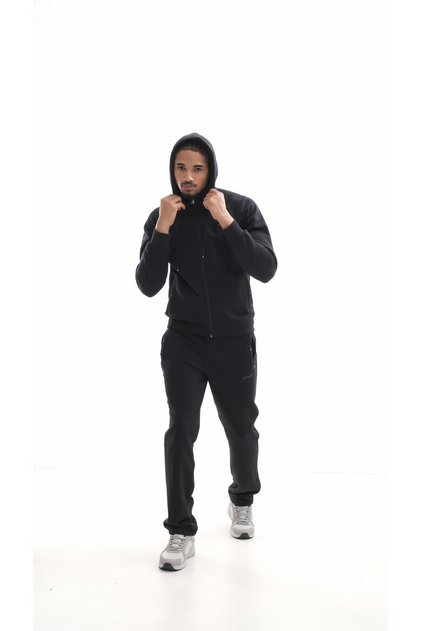 Men's Fleece-Lined Zip-Up Hoodie Sports Tracksuit Set