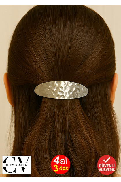 Metal French Type Hair Clip – Shiny Silver Color 9 cm Classic and Stylish Model
