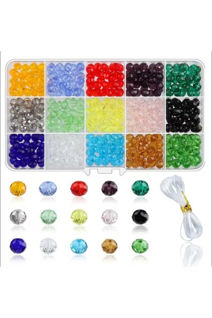 225 Pcs 8 mm 15 Colors Crystal Beads Jewelry Making Supplies