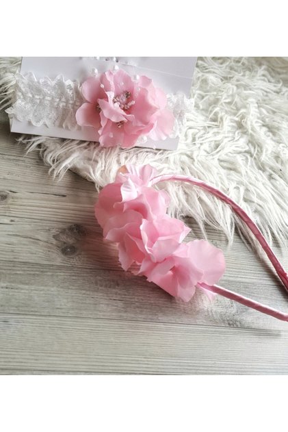 Pink Hydrangea Mother Baby Crown Set, Hair Accessory, Postpartum, Pregnant