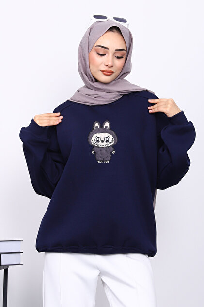 Navy Blue Crew Neck Three Thread Sweat