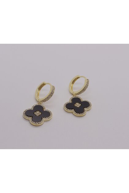 SİYAH YONCA GOLD RENGİ KÜPE