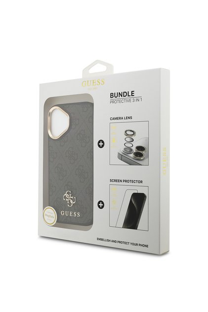 iPhone 17 Licensed 4g and Text Logo Case & Screen & Lens Protector 3in1 Accessory Set Black