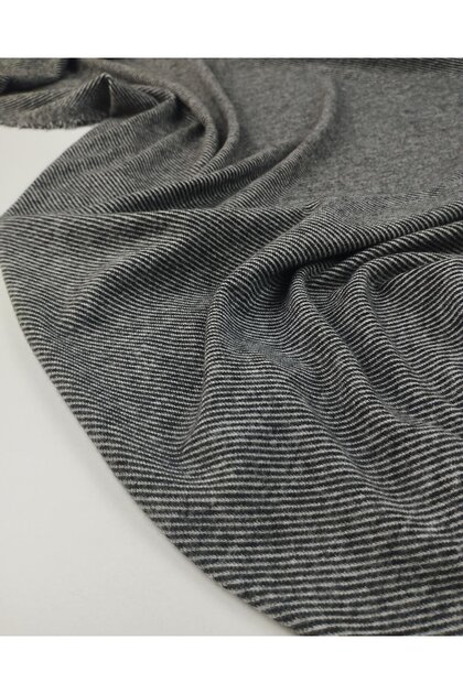 Knitted Fabric in Grey and Black Colors Width: 140 cm