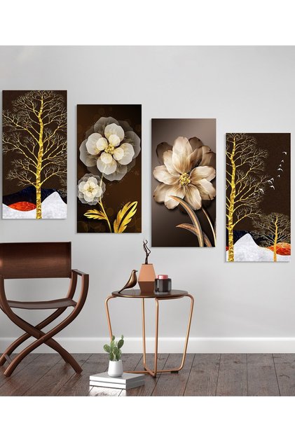 Çiçekler Ağaçlar 4lü mdf tablo
