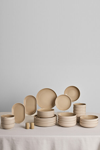 食器 GRUB et TORTUE Karaca Earth Collection Terra 36 Parça 8 Kişilik Yemek Takımı Bej