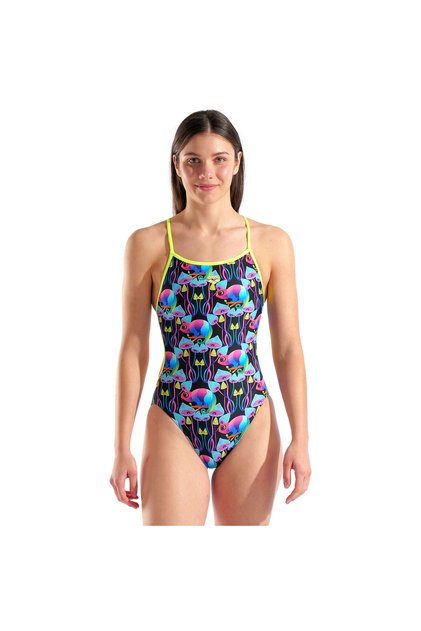Multi Chameleons Swimsuit Lace Back Kadın Siyah Yüzücü Mayosu 010209560
