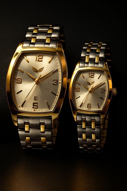 Set Ceasuri Premium pentru Cuplu – Bicolor Gold & Silver Edition