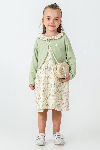 Girl's 3-Piece Set with Rose Detail Cardigan - 26K 7271