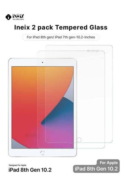قطعتان من واقي الشاشة الزجاجي المقوى لجهاز Apple iPad 8th geN