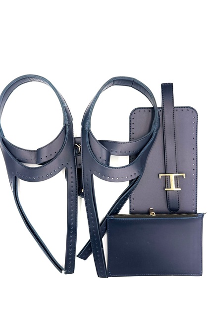 Tts Leather Bag Set (Navy Blue)