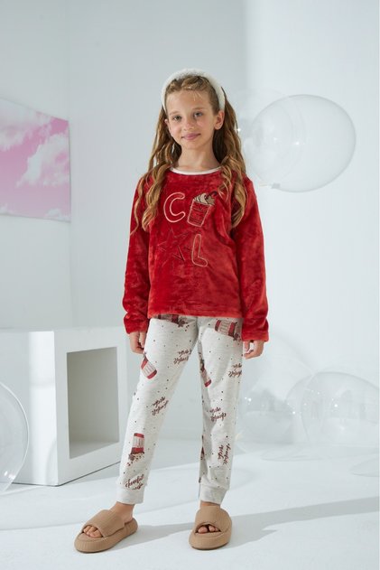 8613 Girl's Embroidered Pajama Set