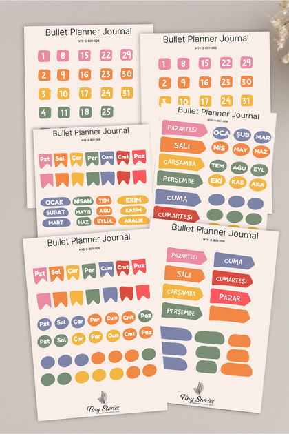 Bullet Journal Sticker Set - 6 Sheets / Agenda, Scrapbook, Journal